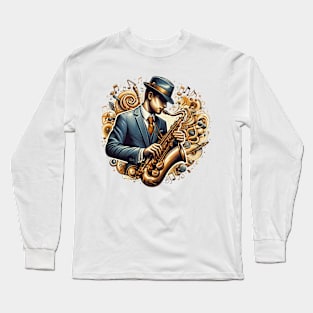 Jazz Saxophone Player Long Sleeve T-Shirt